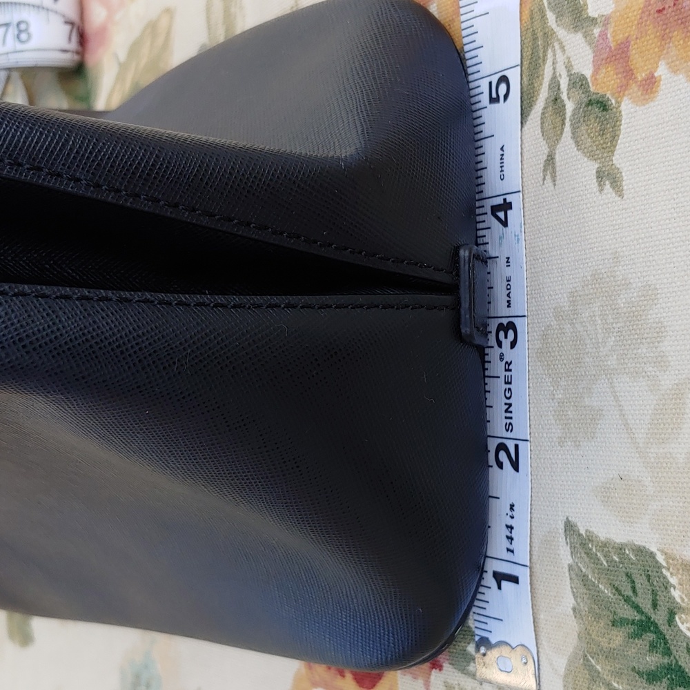 Tory Burch Saffiano Black Leather Dome Satchel Bag with Shoulder Strap - Picture 13 of 17